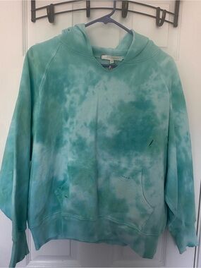 Love Shack Fancy Teal Tie Dye Distressed Hoodie- One Size NWT